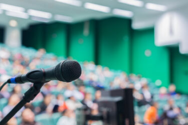 Microphone in front of people