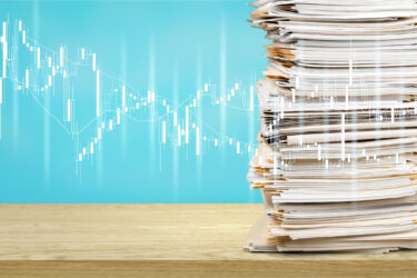 Stack of papers isolated on white background