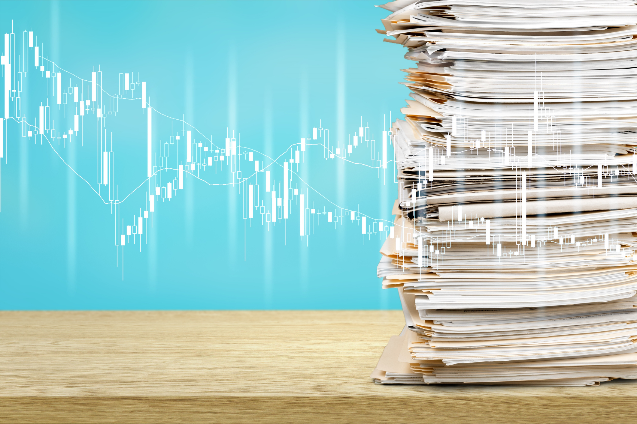 Stack of papers isolated on white background